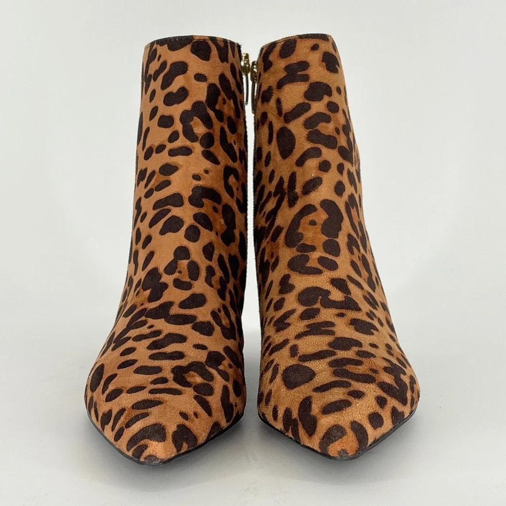 Marc Fisher Gismo Ankle Bootie Leopard Women Size 6.5 Pointed Toe Block Heel